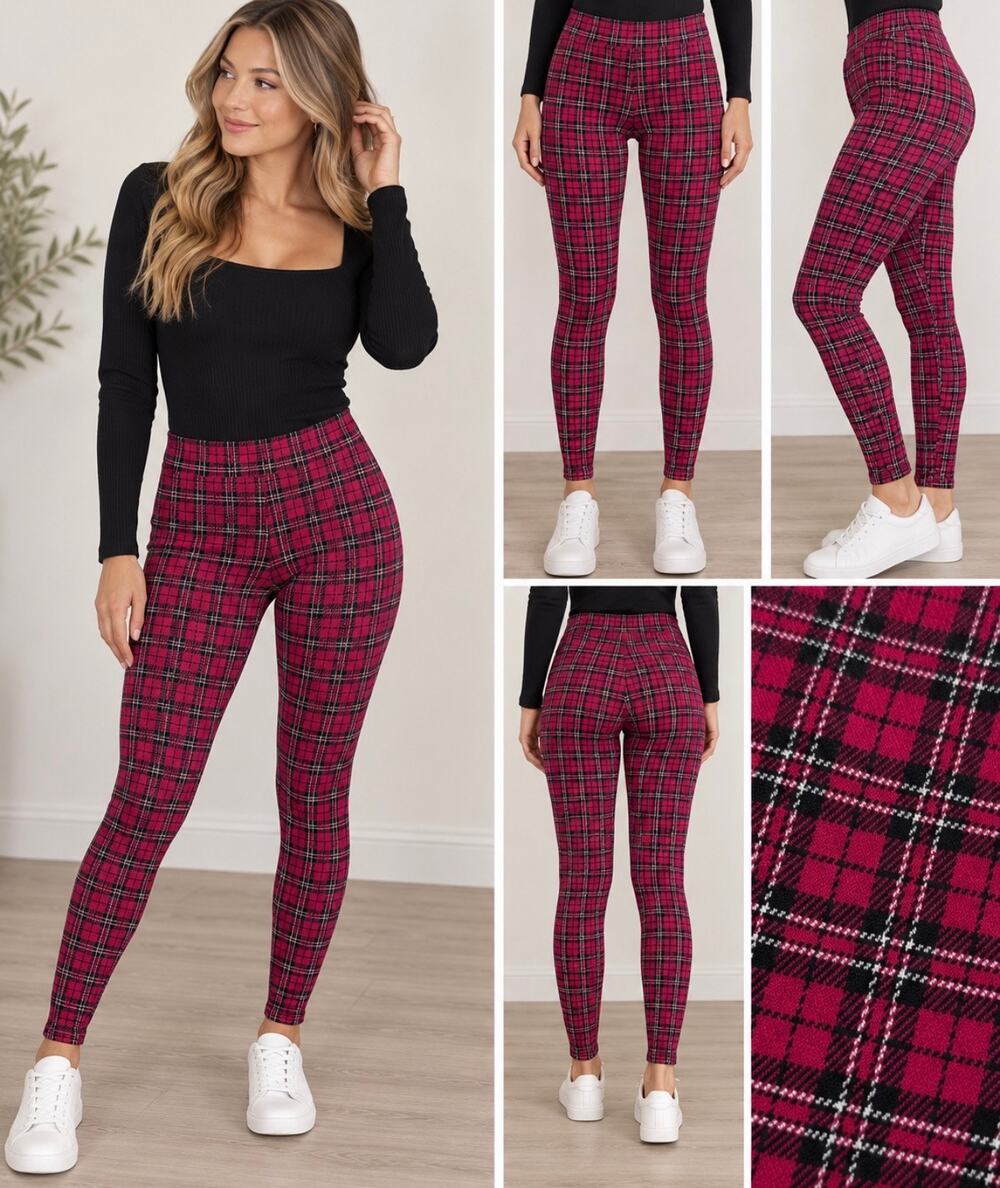 Forever 21 red Plaid Tartan Leggings Pants Y2K Preppy Grunge Size Large